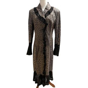 Alvieri Armani By ISIN Women's Size 42 Genuine Leather Coat Jacket Animal Print